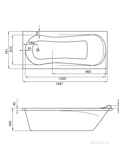 Ванна Santek Ibiza 160x100x52 1WH112037