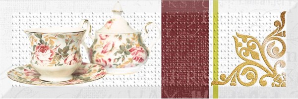 Декор Absolut Keramika Monocolor Decor Tea Flowers 03 KL 10x30 AK1014