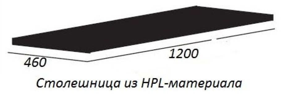 Столешница из HPL материала Cezares Cadro 120x1.3x46 Nero Magma CADRO-120-HPL-NRM