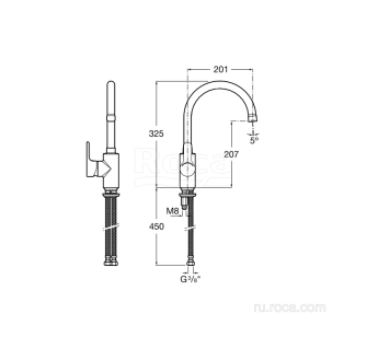 Смеситель для кухни Roca L20 20.1x32.5 5A8409C0M