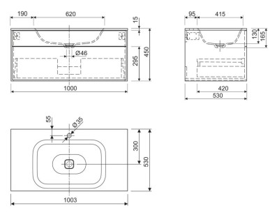 Раковина из литьевого мрамора накладная Cezares Titan 100x53 TITAN-1000-LVB