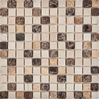 Мозаика Pixmosaic Каменная мозаика из мрамора Emperador Dark Light Crema Nova на сетке 30.5x30.5 PIX272