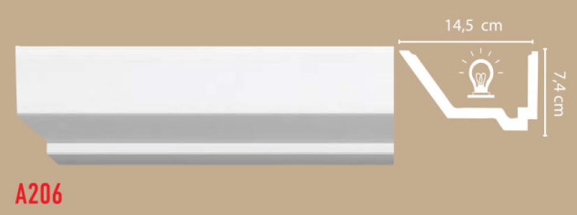 Плинтус потолочный Decomaster Артпрофиль A206 (74x145x2000 мм)