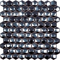 Стеклянная мозаика Vidrepur Hexagon Diamond 358d Black 31.7x30.7
