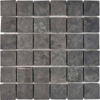 Мозаика Pixmosaic Каменная мозаика из сланца Slate Black на сетке 30.5x30.5 PIX298