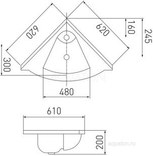 Раковина Акватон Сергей 62x62x18 1A700131SR010