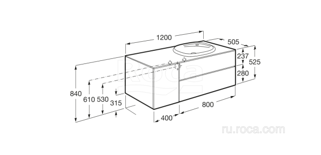 Тумба под раковину Roca Beyond 50.5x120x52.5 851411806