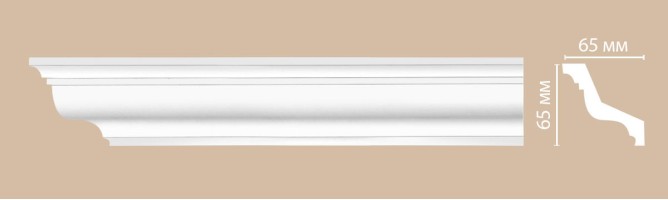Плинтус потолочный гладкий Decomaster 96801 (65x65x2400 мм)