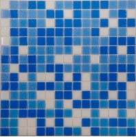 Мозаика NSmosaic Econom Series стекло бело-синий бумага 2х2 32.7x32.7 MIX14