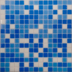 Мозаика NSmosaic Econom Series стекло бело-синий бумага 2х2 32.7x32.7 MIX14