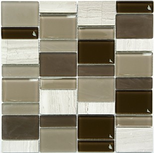 Мозаика NSmosaic Exclusive Series стекло 1.5, 2.3, 4.8x9.8 29.8x29.8 S-837