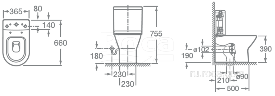 Унитаз-компакт Roca Faro 66x36.5x75.5 34D01000Y