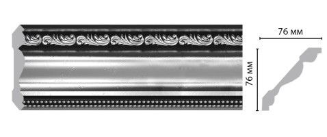 Плинтус потолочный с рисунком Decomaster 154-63 ШК/12 (77x77x2400 мм)