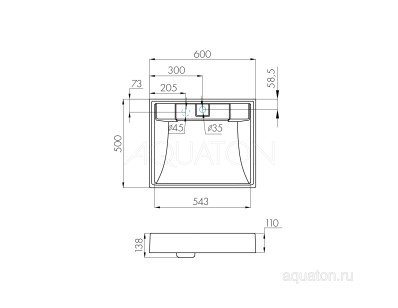 Раковина Акватон Рейн 60x50x13.8 1A72103KRW010