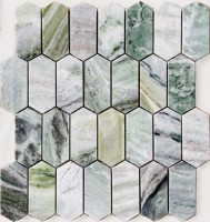 Мозаика Caramelle Mosaic Pietrine Hexagonal Onice Verde Oliva Pol Long hex 27.8x30.4