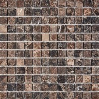 Мозаика Pixmosaic Каменная мозаика из мрамора Dark Emperador на сетке 30.5x30.5 PIX220