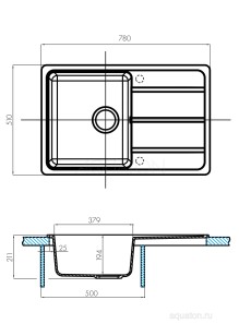 Мойка для кухни Акватон Аманда 78x51x21.1 1A712832AD210
