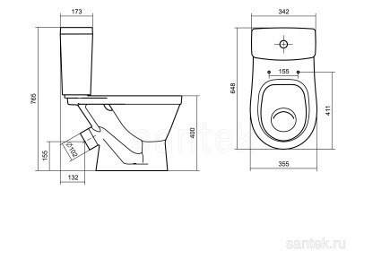 Унитаз-компакт Santek Уно 64.8x35.5x76.5 1WH501613