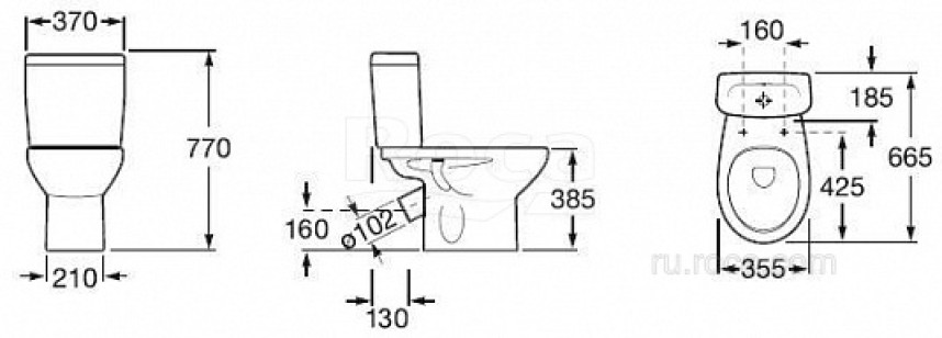 Унитаз-компакт Roca Mitos 66.5x37x77 34Q39A000