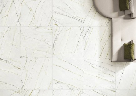 Спеченный камень Delfone Laurent Gilded White Satin 120x240