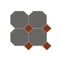Керамогранит Metlah.Store York Октагон Темно-серый Красный 30.5x30.5 M6831/6102