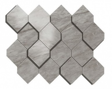 Декор AS39 Marvel Stone Bardiglio Grey Mosaico Esagono 3D 28.2x35.3 Atlas Concorde Italy