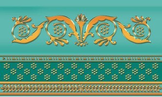 Бордюр 13-01-1-25-43-71-910-0 Золотой Бирюзовый 15х25 Ceramique Imperiale