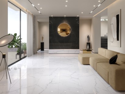 Ступень Gres Aragon Marble Anti-Slip Rout. Carrara Blanco 31.5x119.7 фронтальная