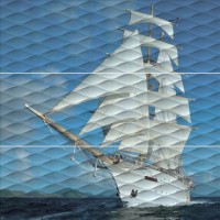 Настенное панно ALD/A01/3x/13025R Майори Корабль обрезной (3 частей) 90x90 Kerama Marazzi