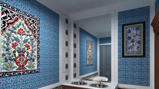 Декор Керами Восточные узоры с вырезом синий 20х40