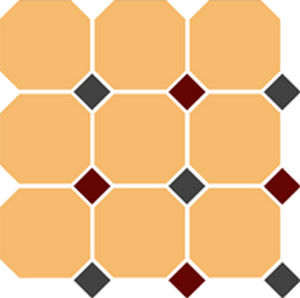 Керамогранит TopCer Octagon 4421 Oct14+20-A Ochre Yellow Octagon 21/Black 14 + Brick Red 20 Dots 30x30