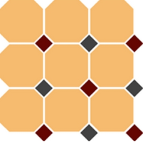 Керамогранит TopCer Octagon 4421 Oct20+14-B Ochre Yellow Octagon 21/Brick Red 20 + Black 14 Dots 30x30