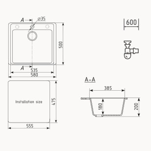 Кухонная мойка Quartz Forte 580-07 уголь Ulgran