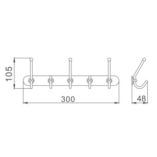 Планка с крючками для полотенец D201854-5 хром D-Lin