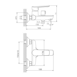 Смеситель для ванны HB60198 хром Haiba