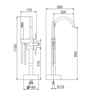 Смеситель для ванны напольный Rimini RI851101740 белый Webert