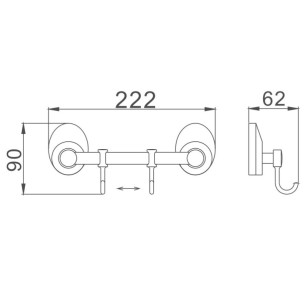 Планка с крючками для полотенец HB1615-2 хром Haiba