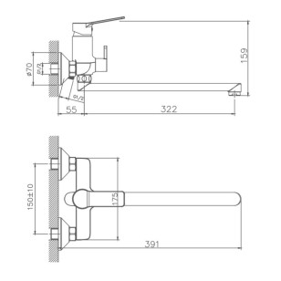 Смеситель для ванны HB22559 хром Haiba