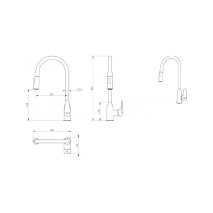 Смеситель для кухни с выдвижным изливом HB73816-7 черный Haiba