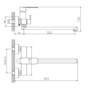 Смеситель для ванны HB22590-7 черный Haiba