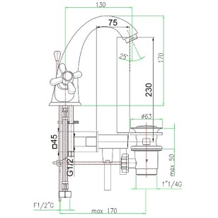 Смеситель для раковины Armony AM700102010 золото Webert