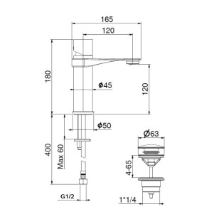 Смеситель для раковины One-B NB830102441 черный/сталь Webert