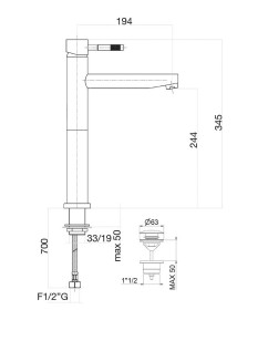 Смеситель для раковины Xenon 44NN5291 черный Fiore