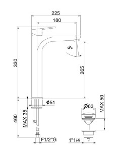 Смеситель для раковины Kevon Chic 81BX8119 хром/черный Fiore