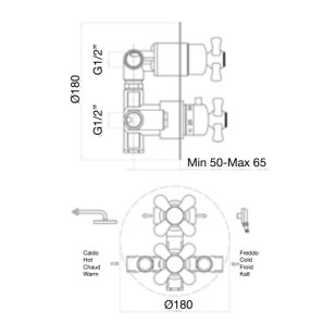 Смеситель для душа встраиваемый с термостатом Ottocento OT970902010 золото Webert