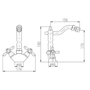 Смеситель для биде Morava MK420.5/9SM бронза Rav Slezak