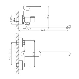 Смеситель для ванны HB22590 хром Haiba