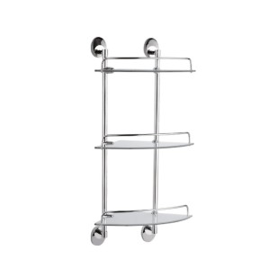 Полка стеклянная угловая HB1607-3 хром Haiba
