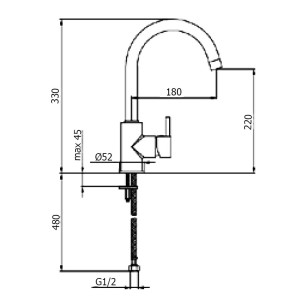 Смеситель для кухни Yen YN920302560 черный Webert