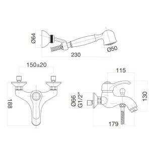 Смеситель для ванны Aurora AU850101017(153) хром/золото Webert